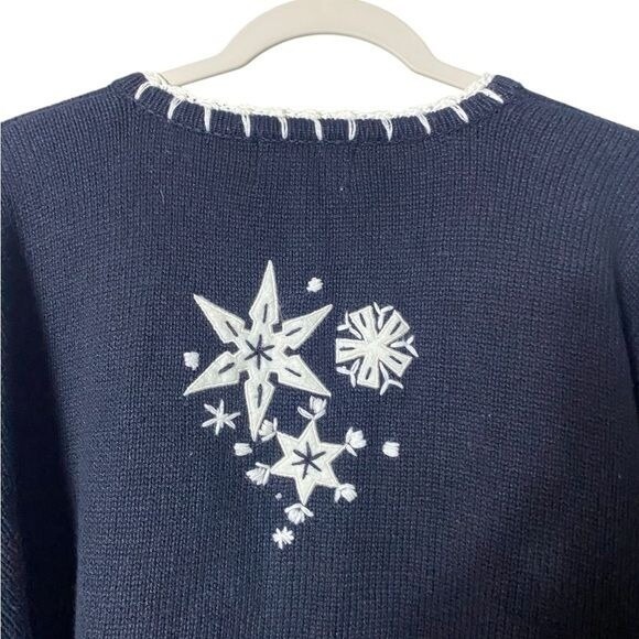 Vintage Women's Embroidered Cardigan Sweater XL Ski Snow Graphic Ramie Snow - Picture 6 of 9
